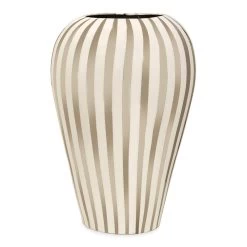 Ribbon Ceramic Vase, White & Silver - 18x26 Cm