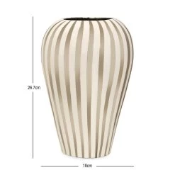 Ribbon Ceramic Vase, White & Silver - 18x26 Cm -decoration 5110400302361 3