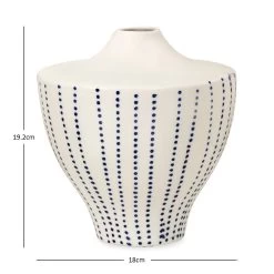 Nash Ceramic Vase, White & Blue - 18x19.2 Cm -decoration 5110400302385 3