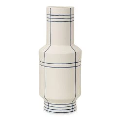 Cassa Ceramic Vase, White & Blue - 13.8x35 Cm