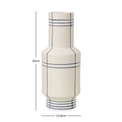 Cassa Ceramic Vase, White & Blue - 13.8x35 Cm -decoration 5110400302422 3