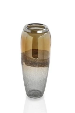 Amber Glass Vase - 15 X 15 X 35.5 Cms