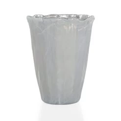 Ginevra Glass Vase, Silver & White – Large, 27x36 Cms