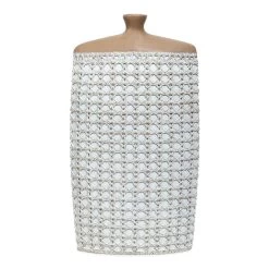 Matte Vase, White & Brown - 22x40.5 Cm