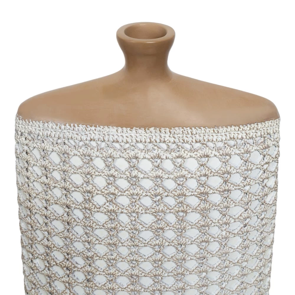 Matte Vase, White & Brown - 22x40.5 Cm 3 Matte Vase, White & Brown - 22x40.5 Cm - Image 3