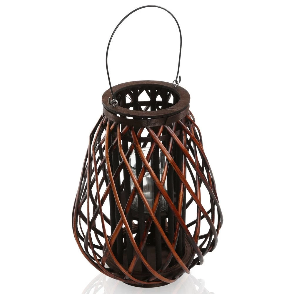 Leah Floor Hurricane Trapeze Lantern, Brown – Small 1 Leah Floor Hurricane Trapeze Lantern, Brown – Small