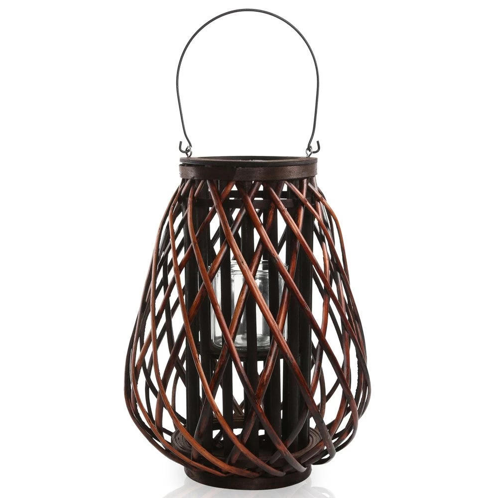 Leah Floor Hurricane Trapeze Lantern, Brown – Small 2 Leah Floor Hurricane Trapeze Lantern, Brown – Small - Image 2