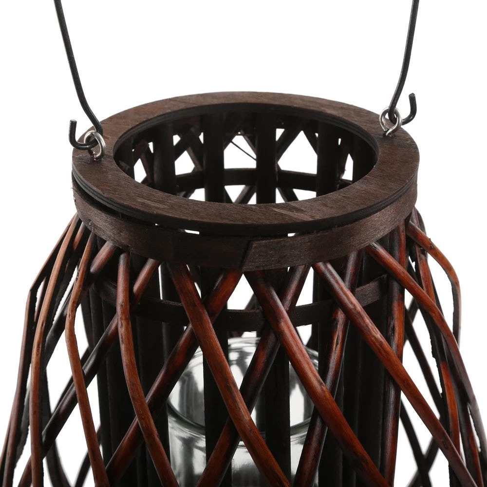 Leah Floor Hurricane Trapeze Lantern, Brown – Small 3 Leah Floor Hurricane Trapeze Lantern, Brown – Small - Image 3