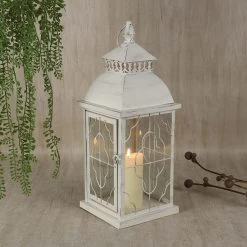 Ayden Lantern, Brushed White Gold β Medium