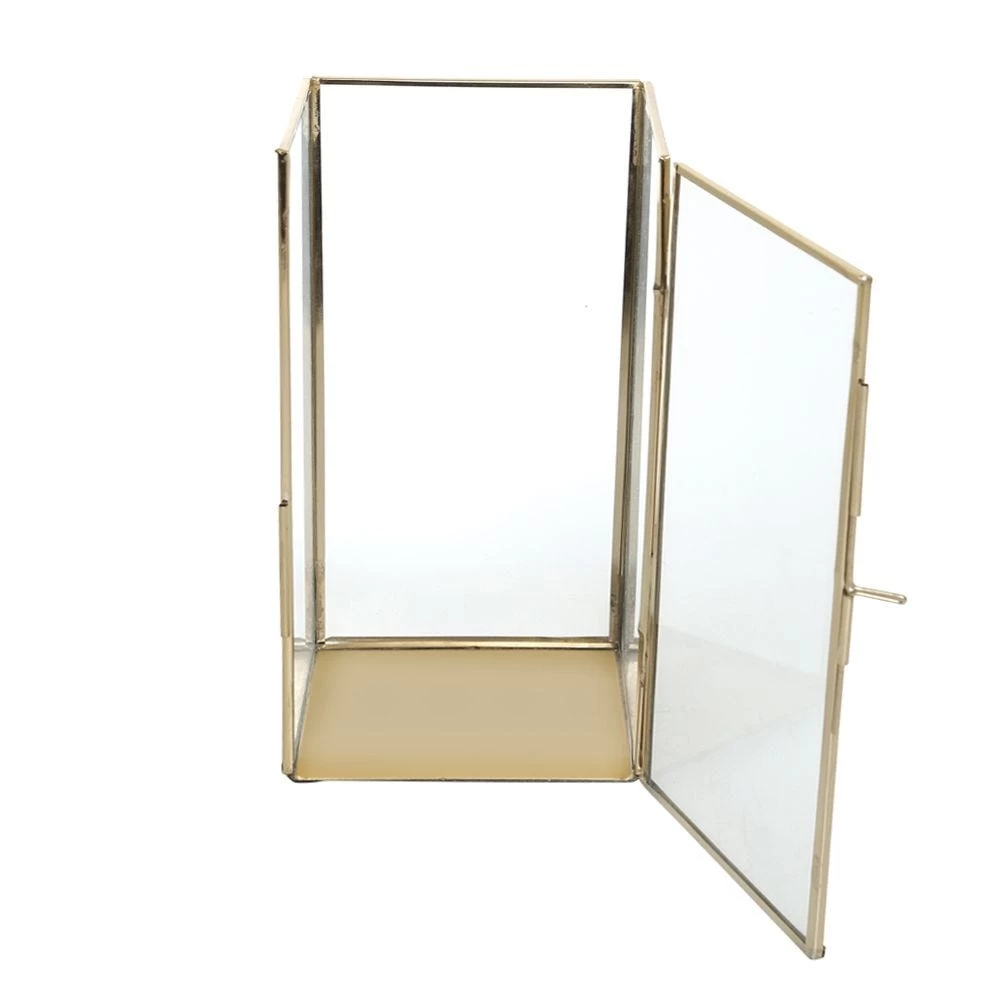 Rabia Handcrafted Metal Lantern, Gold – 13x25 Cms 2 Rabia Handcrafted Metal Lantern, Gold – 13x25 Cms - Image 2