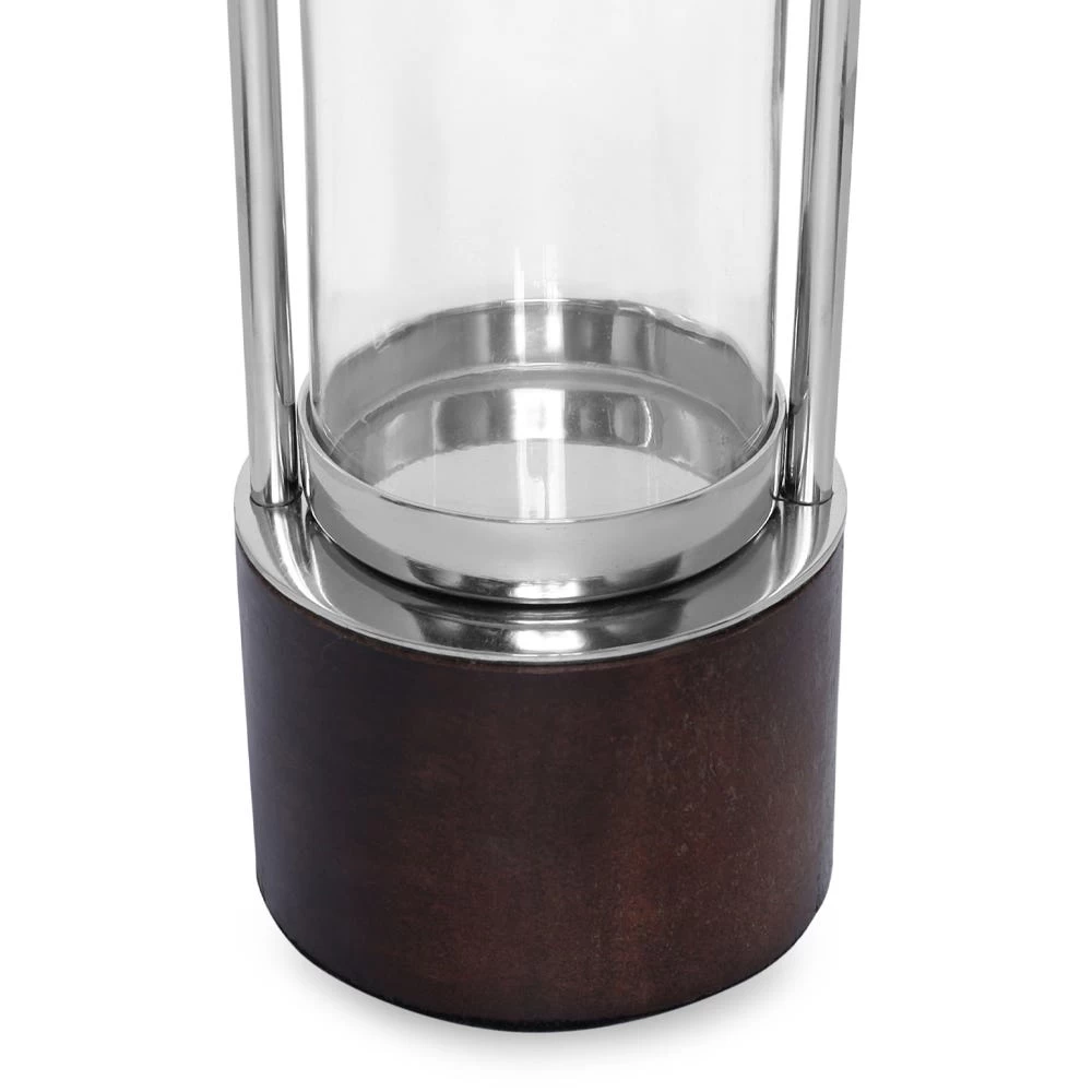 Lorin Glass Candle Lantern, Walnut & Silver – Small 2 Lorin Glass Candle Lantern, Walnut & Silver – Small - Image 2