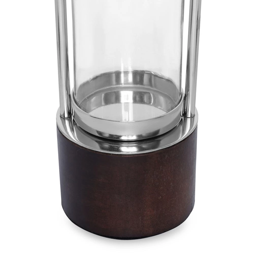 Lorin Glass Candle Lantern, Walnut & Silver – Large 2 Lorin Glass Candle Lantern, Walnut & Silver – Large - Image 2