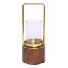 Cassia Glass Candle Lantern, Walnut & Gold – Small