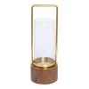 Cassia Glass Candle Lantern, Walnut & Gold – Large