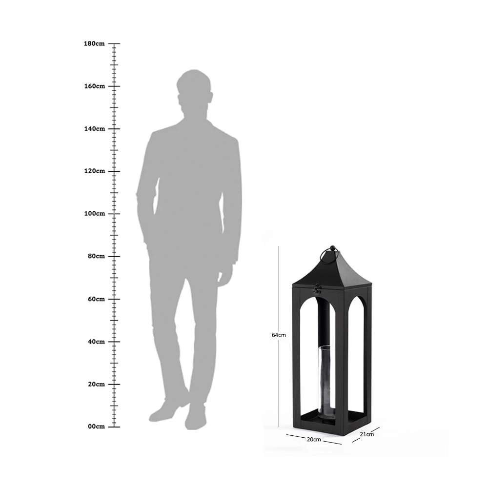 Ebony Lantern, Black - 21x20x64 Cm 5 Ebony Lantern, Black - 21x20x64 Cm - Image 5