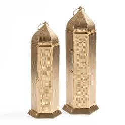 Cirus Lantern, Gold - 18x18x52 Cm