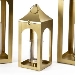 Ashaq Lantern, Gold - 18x17x43.5 Cm