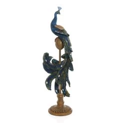 Handcrafted Standing Peacock Figurine, Blue & Gold - 76 Cms