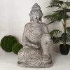 Sitting Buddha Figurine, Cream & Brown