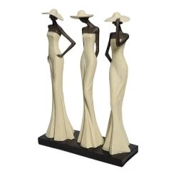 Women With Skirt Handcrafted Figurine, Cream - 43 Cm
