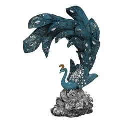 Peacock Handcrafted Figurine, Blue & Silver - 31.5 Cm