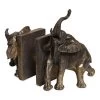 Elephant Handcrafted Bookend, Antique Gold – Set Of 2