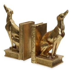 Dog Handcrafted Bookend, Gold – Set Of 2
