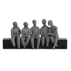Resin Hand-Sculpted Men Décor Figurine, Grey & Black