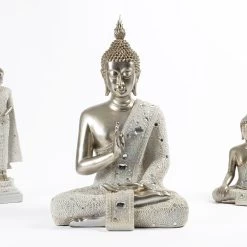 Praying Buddha, Silver - 37x60 Cm