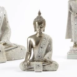 Sitting Buddha, Silver - 20x30 Cm