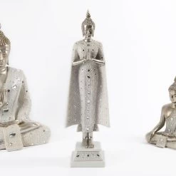 Standing Buddha, Silver - 18x59 Cm