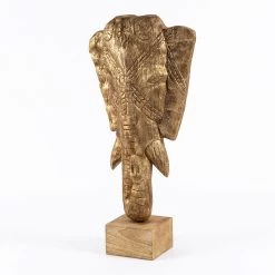 Tusker Handcrafted Decor Accent, Natural & Gold - 31x61 Cm