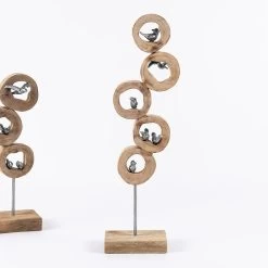 Tweet Handcrafted Decor Accent, Natural & Silver - 18x59 Cm