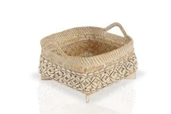 Tamara Bamboo Basket Medium - Whitewash