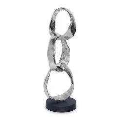 Larry Handcrafted Circle Sculpture, Silver & Black – 48 Cm