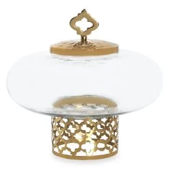 Lotus Handcrafted Center Piece, Clear & Antique Gold – Large