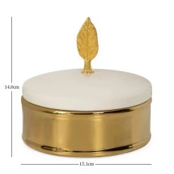 Decor Ceramic Box, White & Gold - 15x14 Cm -decoration 5110403004965 4