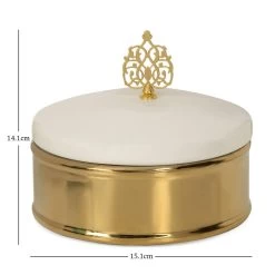 Decor Leaf Ceramic Box, White & Gold – 15x14 Cm 7 Decor Leaf Ceramic Box, White & Gold – 15x14 Cm -decoration 5110403004989 4