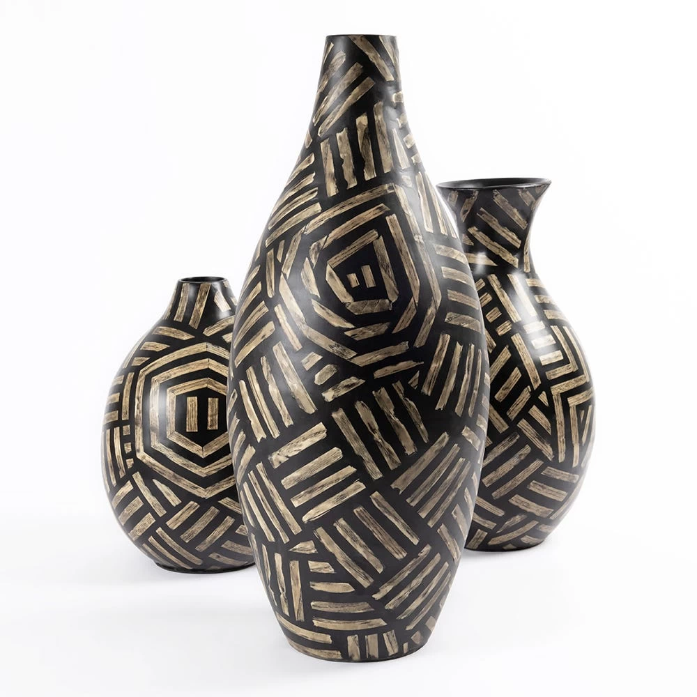 Doth Vase, Black & Natural - 28x65 Cm 1 Doth Vase, Black & Natural - 28x65 Cm