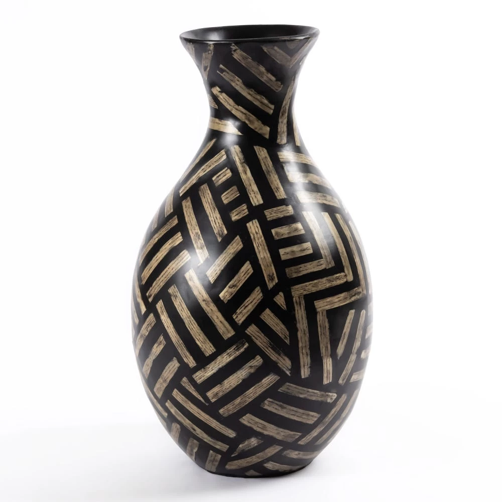 Doth Vase, Black & Natural - 26x45 Cm 2 Doth Vase, Black & Natural - 26x45 Cm - Image 2