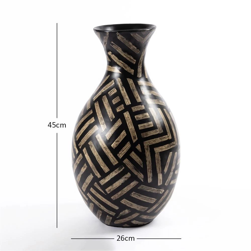 Doth Vase, Black & Natural - 26x45 Cm 4 Doth Vase, Black & Natural - 26x45 Cm - Image 4