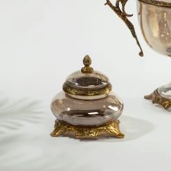 Taj Decor Jar, Metallic & Gold - 14x12.5 Cm