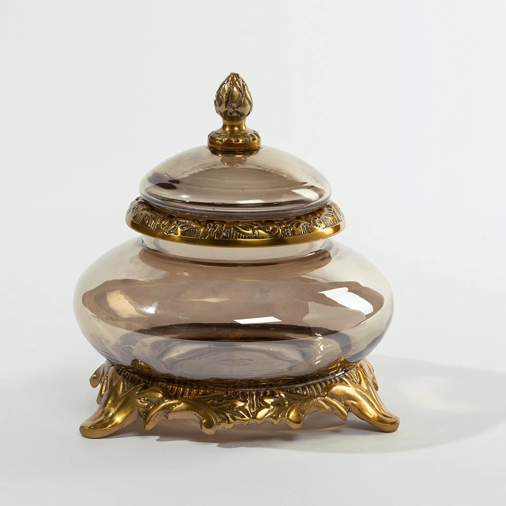 Taj Decor Jar, Metallic & Gold - 14x12.5 Cm 2 Taj Decor Jar, Metallic & Gold - 14x12.5 Cm - Image 2