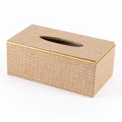 Suds Tissue Box With Cover, Cream & Gold - 26x14x10 Cm