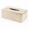 Hairon Tissue Box, White & Gold - 26x14 Cm