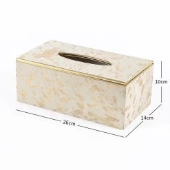 Hairon Tissue Box, White & Gold - 26x14 Cm -decoration 5110403006136 5 4