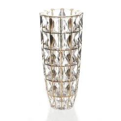 Glass Vase With Golden Line, Clear – 32 Cms