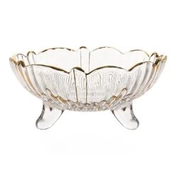 Streak Design Plate, Clear & Gold