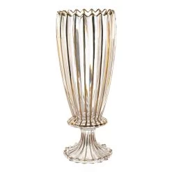 Streak Design Footed Vase, Clear & Gold