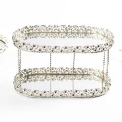 Elmas 2-Tier Perfume Rack, Silver - 31x18x16 Cm